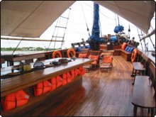 Spacious main deck on KLM Moana liveaboard in Komodo, Indonesia