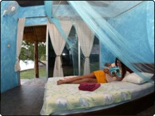 Relax in one of the breezy custom decorated rooms with views of the Lembeh Strait