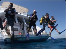 Diving into the Red Sea from MY Blue Planet I - photo courtesy of Ashraf Hssanin